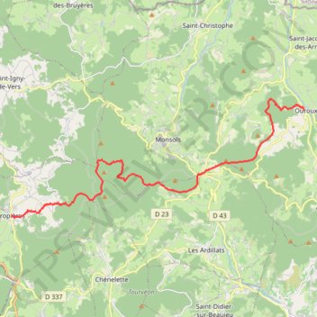 Itinéraire Ouroux - Proprière, distance, dénivelé, altitude, carte, profil, trace GPS