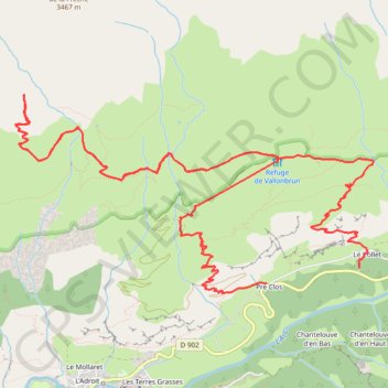 Itinéraire Bessans - La Pierre aux Pieds, distance, dénivelé, altitude, carte, profil, trace GPS