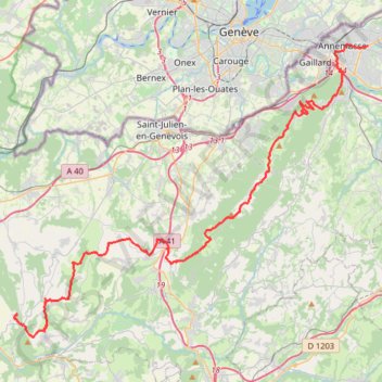 Itinéraire TH GR J2 annemasse Chaumont13-06-24-18769189, distance, dénivelé, altitude, carte, profil, trace GPS