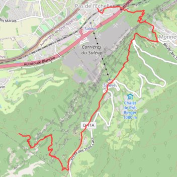 Itinéraire Parcours partiel du trail du Salève, distance, dénivelé, altitude, carte, profil, trace GPS