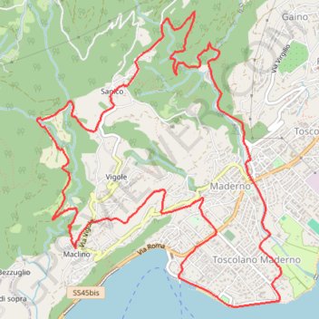 Itinéraire Toscolano-Maderno, distance, dénivelé, altitude, carte, profil, trace GPS