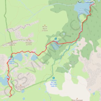 Itinéraire Tour du pic du midi d'ossau jour 1, distance, dénivelé, altitude, carte, profil, trace GPS