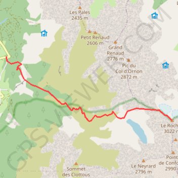 Itinéraire Le Rochail par le lac du Vallon, distance, dénivelé, altitude, carte, profil, trace GPS