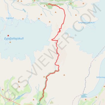 Itinéraire Laugavegur, trajet Skogar - Basar, distance, dénivelé, altitude, carte, profil, trace GPS