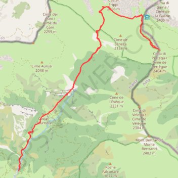 Itinéraire Cime de Pertègue, distance, dénivelé, altitude, carte, profil, trace GPS