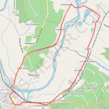 Itinéraire Circuit famille - Châteauneuf-sur-Charente, distance, dénivelé, altitude, carte, profil, trace GPS