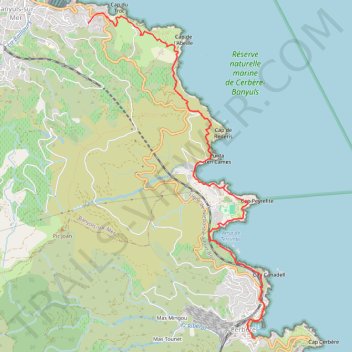 Itinéraire Wikiloc - Banyuls Sur Mer - Cerbére - Port Boud hotel, distance, dénivelé, altitude, carte, profil, trace GPS