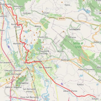 Itinéraire De Settimo Vittone à Azeglio, distance, dénivelé, altitude, carte, profil, trace GPS