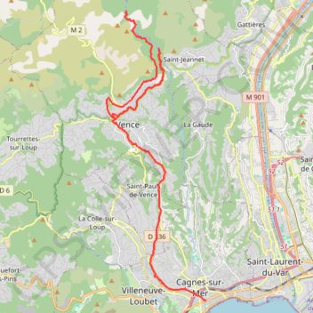 Itinéraire Cagne Maxime, distance, dénivelé, altitude, carte, profil, trace GPS