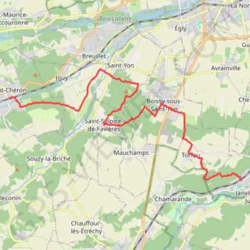 Itinéraire Lardy - Saint-Chéron par le GR1, distance, dénivelé, altitude, carte, profil, trace GPS