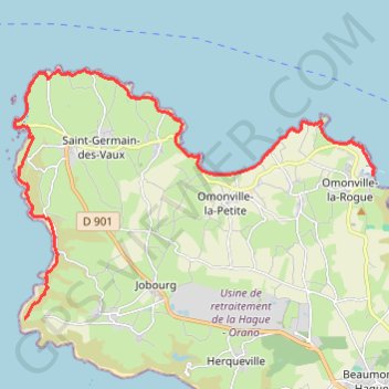 Itinéraire Pédestre - GR 223 - Omonville-la-Rogue - Nez des Voidries, distance, dénivelé, altitude, carte, profil, trace GPS