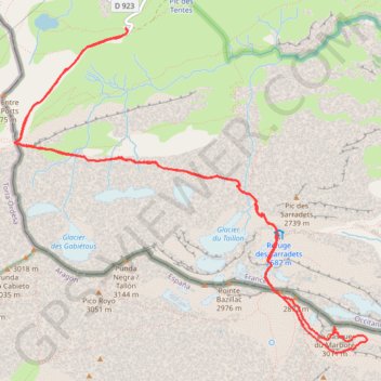 Itinéraire Casque Marboré, distance, dénivelé, altitude, carte, profil, trace GPS