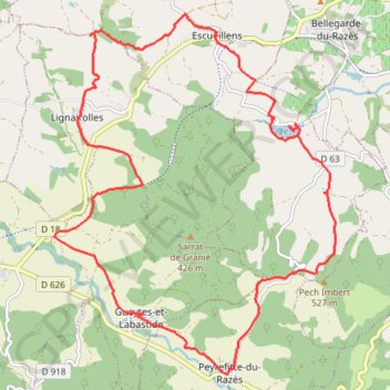 Itinéraire Belgarde, peyrefite du razes, distance, dénivelé, altitude, carte, profil, trace GPS