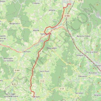 Itinéraire Cluny tramayes, distance, dénivelé, altitude, carte, profil, trace GPS