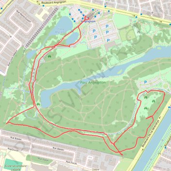 Itinéraire Parc Angrignon, distance, dénivelé, altitude, carte, profil, trace GPS