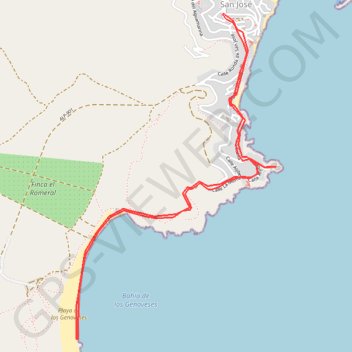 Itinéraire San jose - playa de los genoveses, distance, dénivelé, altitude, carte, profil, trace GPS