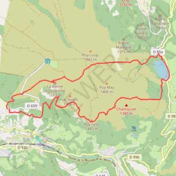 Itinéraire Banne d'Ordanche guéry puy gros, distance, dénivelé, altitude, carte, profil, trace GPS
