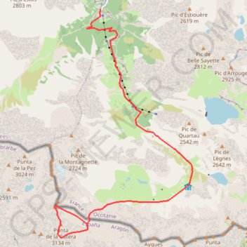 Itinéraire Pic Schrader depuis le refuge de la Soula, distance, dénivelé, altitude, carte, profil, trace GPS