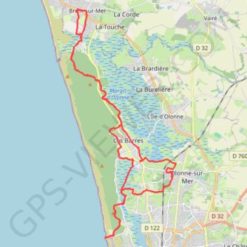 Itinéraire 211215 VTT Brem Paracou les Olonnes., distance, dénivelé, altitude, carte, profil, trace GPS