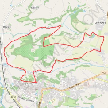 Itinéraire Bournaca - Lectoure, distance, dénivelé, altitude, carte, profil, trace GPS