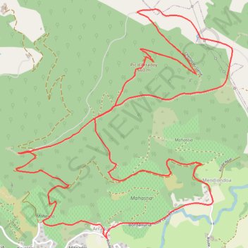 Itinéraire Pic d'Arradoy en circuit depuis Ispoure, distance, dénivelé, altitude, carte, profil, trace GPS