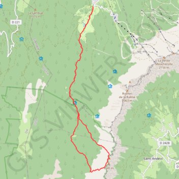 Itinéraire Les Roches Rousses par le Purgatoire, distance, dénivelé, altitude, carte, profil, trace GPS