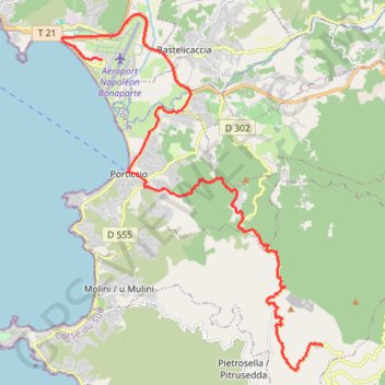 Itinéraire Ajaccio à Bisinao, distance, dénivelé, altitude, carte, profil, trace GPS