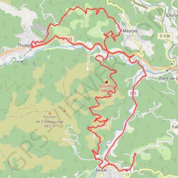 Itinéraire Fabras Le Crouset Fabras, distance, dénivelé, altitude, carte, profil, trace GPS
