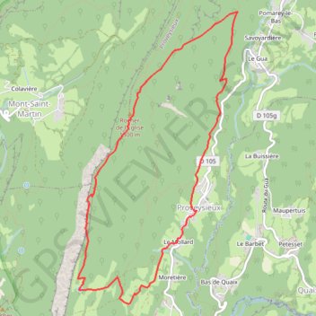 Itinéraire Le Rocher de l'Église - Proveysieux, distance, dénivelé, altitude, carte, profil, trace GPS