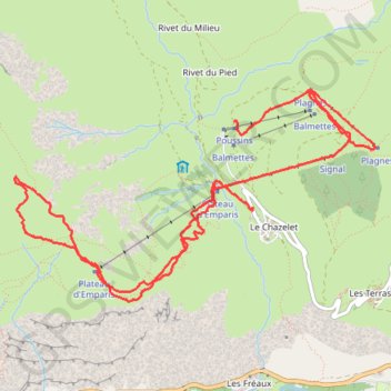 Itinéraire Du Chazelet au Serre Bernard, distance, dénivelé, altitude, carte, profil, trace GPS