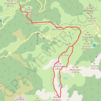 Itinéraire Pic de Tarbésou et boucle des Étangs depuis Pailhères, distance, dénivelé, altitude, carte, profil, trace GPS