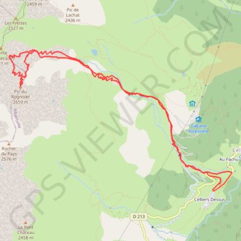 Itinéraire Pic du Rognolet, couloir N en boucle (Lauzière), distance, dénivelé, altitude, carte, profil, trace GPS