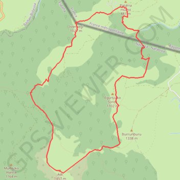 Itinéraire Adi depuis le col de Korrotako, distance, dénivelé, altitude, carte, profil, trace GPS