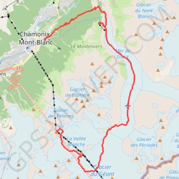 Itinéraire Vallée Blanche, distance, dénivelé, altitude, carte, profil, trace GPS