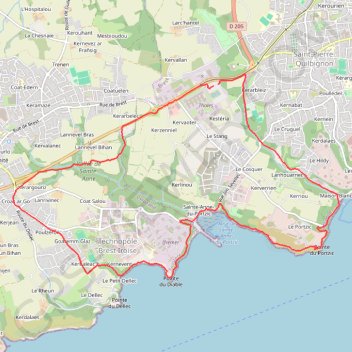 Itinéraire Sainte Anne Coatuelen, distance, dénivelé, altitude, carte, profil, trace GPS