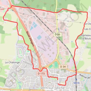 Itinéraire Balade Vern sur Seiche, distance, dénivelé, altitude, carte, profil, trace GPS