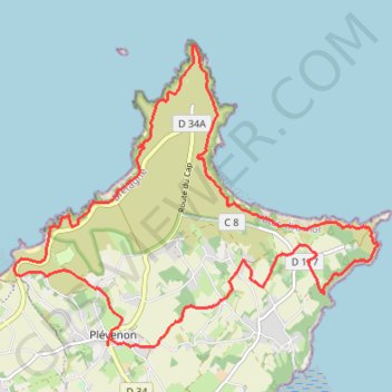 Itinéraire Le Cap Fréhel et le Fort La Latte au départ de Plévenon, distance, dénivelé, altitude, carte, profil, trace GPS