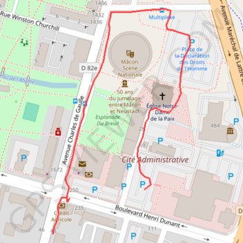 Itinéraire Mâcon Marche à pied, distance, dénivelé, altitude, carte, profil, trace GPS