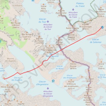 Itinéraire Col du Chardonnet, distance, dénivelé, altitude, carte, profil, trace GPS