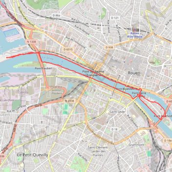 Itinéraire Rand Le Pont Flaubert à Rouen, distance, dénivelé, altitude, carte, profil, trace GPS
