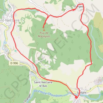 Itinéraire Puy de Mazeires, distance, dénivelé, altitude, carte, profil, trace GPS