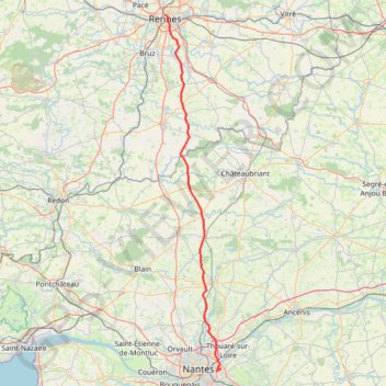 Itinéraire Bretagne 2022 étape 1 BG Rennes, distance, dénivelé, altitude, carte, profil, trace GPS