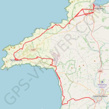 Itinéraire 01: Fishguard – Haverfordwest (Developed with signs), distance, dénivelé, altitude, carte, profil, trace GPS