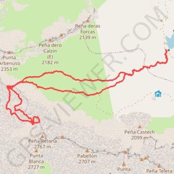 Itinéraire Pala de los Rayos desde ibon de Tramacastilla, distance, dénivelé, altitude, carte, profil, trace GPS