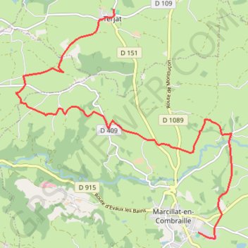 Itinéraire Marcillat-en-Combrailles à Terjat, distance, dénivelé, altitude, carte, profil, trace GPS