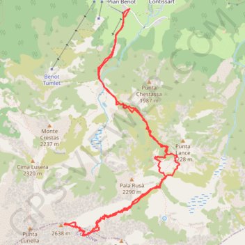 Itinéraire Colle Forcola - Punta Lunella spalla Est, distance, dénivelé, altitude, carte, profil, trace GPS