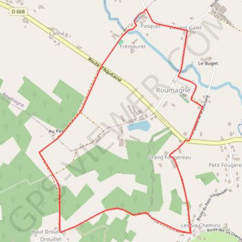 Itinéraire Roumagne, le circuit des six chemins - Pays du Dropt, distance, dénivelé, altitude, carte, profil, trace GPS