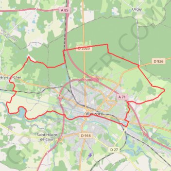 Itinéraire De Vierzon a Méry-sur-Cher, distance, dénivelé, altitude, carte, profil, trace GPS