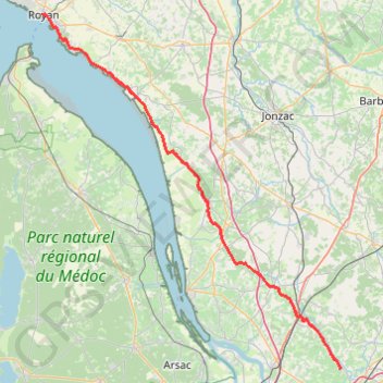 Itinéraire De Royan à Galgon, distance, dénivelé, altitude, carte, profil, trace GPS