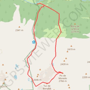 Itinéraire Tuc de Bonabé - tuc de Moredo depuis le pont de Marimanha, distance, dénivelé, altitude, carte, profil, trace GPS